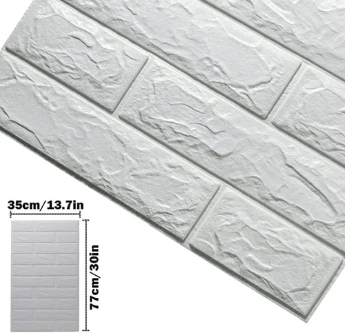 Miniatura 2 de ECYC Ltd Paneles de pared de espuma de ladrillo 3D de 13.78 x 30.31 x 0.18 pulgadas, paneles de papel tapiz de espuma autoadhesivos, calcomanías