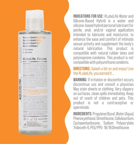 Miniatura 2 de LubeLife Hybrid Lube – Lubricante personal a base de silicona y agua para hombres, mujeres y parejas – Larga duración, antiadherente, compatible