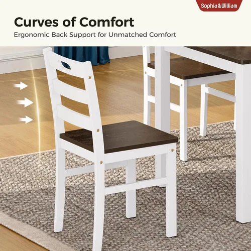 Miniatura 8 de Sophia & William Juego de mesa de comedor de 5 piezas para 4, juego de mesa y sillas de cocina de madera, mesa de comedor rectangular de 45 pulgadas