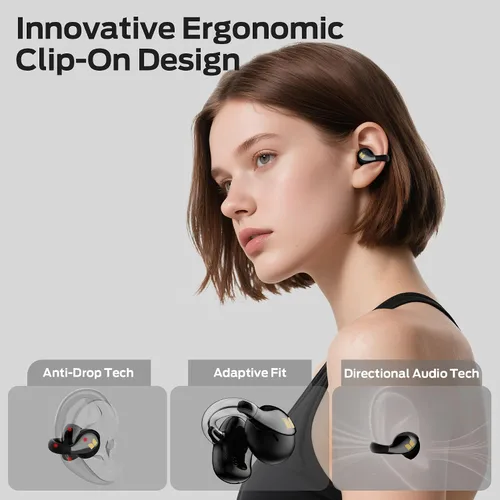 Miniatura 2 de Monster AC225 - Auriculares de oído abierto, sonido estéreo, auriculares Bluetooth 6.0 de oreja abierta, auriculares ligeros y cómodos con clip