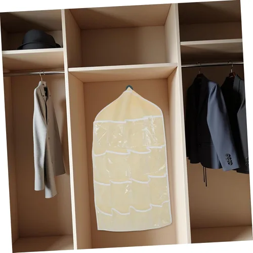 Miniatura 7 de UPKOCH Organizador de bolsa de almacenamiento colgante para puerta, organizador de bolsillo de pared beige para ropa interior, calcetines, joyas
