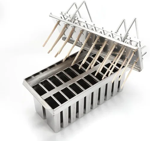 Miniatura 3 de 20 moldes de acero inoxidable para helados y paletas congeladas, soporte para palitos de helado + cepillo de limpieza