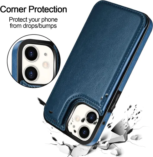 Miniatura 7 de HianDier Funda tipo cartera para iPhone 11 de 6.1 pulgadas, funda protectora delgada con ranura para tarjeta de crédito, funda con cierre magnético