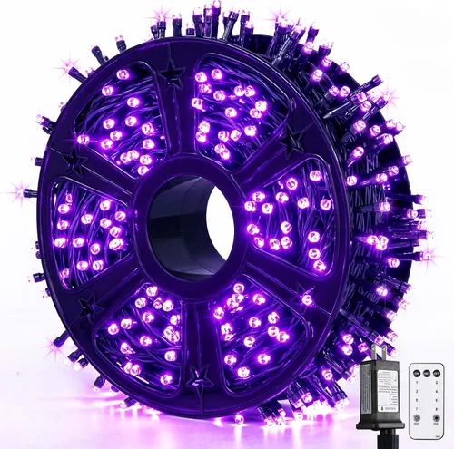 Miniatura 14 de JMEXSUSS 500 luces LED azules de Navidad al aire libre, 173 pies, 8 modos, tira de luces de Navidad, impermeable, luz LED azul para árbol enchufable