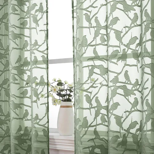 Miniatura 27 de OVZME Anji - 2 paneles de cortinas traslúcidas de gasa marrón de 72 pulgadas de largo para dormitorio, doble bolsillo para barra, tela ligera