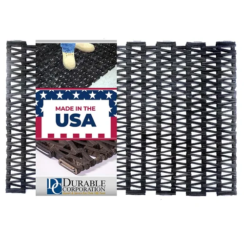 Alfombrilla antifatiga Durable Corporation 108, hecha con neumáticos reciclados, para zonas húmedas, tejido en espiga, color negro, Negro /