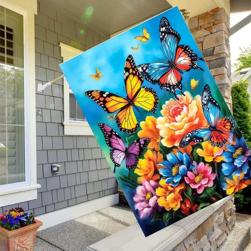 Miniatura 6 de Banderas de Jardín de Abeja de Verano para Exterior Disculpen las Malezas, Estamos Alimentando a las Abejas, Letrero de Patio, Sin Corte de Césped