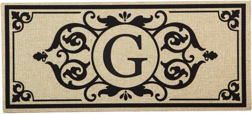 Miniatura 10 de Evergreen Flag Cambridge Monogram Letra A Burlap Sassafras Switch Mat 22" x 10