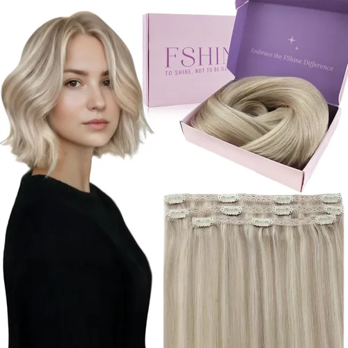 Miniatura 38 de Fshine Extensiones de cabello con broches, 22 pulgadas, 7 unidades, color marrón oscuro, doble trama, extensiones de cabello humano real con clip