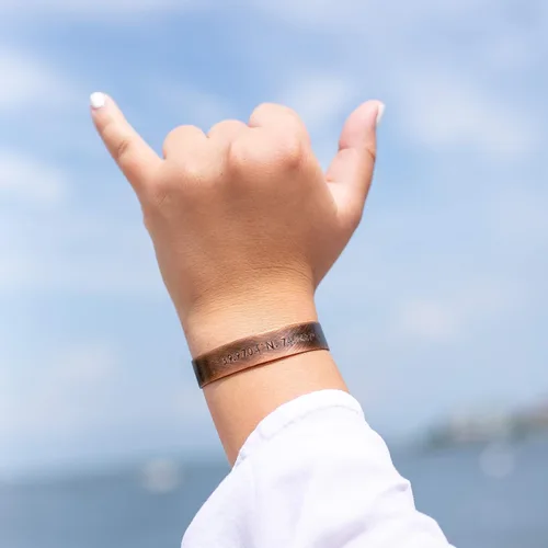 Miniatura 6 de Coordinates Copper Cuff Bracelet - Custom Latitude Longitude GPS Location, Personalized Valentines Gift for Men and Women