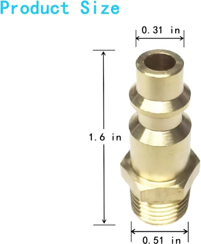 Miniatura 4 de Accesorios de manguera de aire de 1/4", tapones de aire de latón, accesorios de conexión rápida para compresor de aire macho NPT, kit de 10 piezas