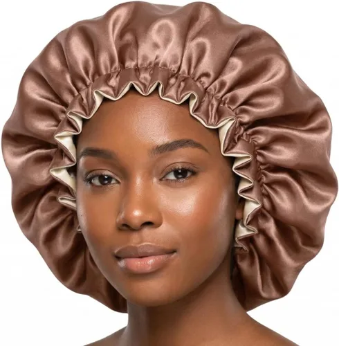 Miniatura 11 de Gorro de pelo para dormir, gorro de noche con clip ajustable, gorro reversible para el cabello para mujer, gorro de satén de seda