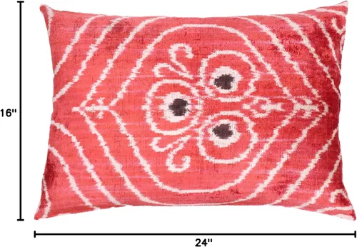 Miniatura 9 de Almohada de terciopelo hecha a mano, 16 x 24 pulgadas, inserto de plumas de plumón de alta calidad, diseño geométrico con colores rojo, naranja