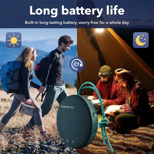 Miniatura 5 de Altavoz Bluetooth Monster, Altavoz de Ducha IPX8 Impermeable, Bluetooth 5.4 con Sonido HD Fuerte y Graves Robustos, Tiempo de Reproducción Extra