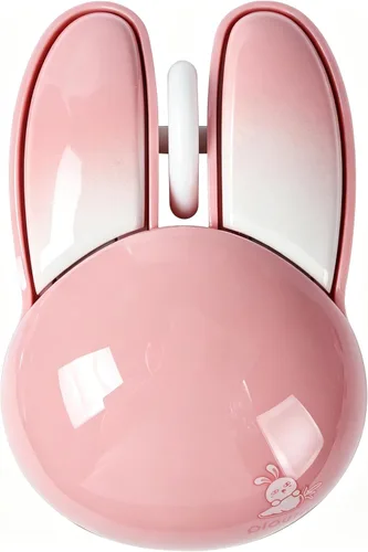 Ratón inalámbrico Bluetooth con forma de conejo, pequeño, silencioso, USB, óptico, silencioso, divertido, para PC, laptop, computadora de Rosa