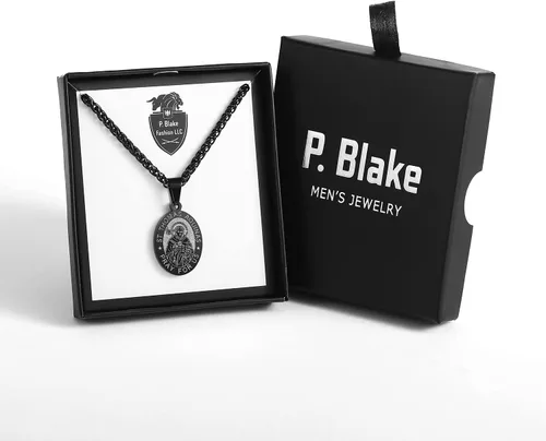 Miniatura 33 de P. BLAKE Collar ovalado de San Cristóbal, Miguel, José, Jude/Virgen María/José/Francisco/Patrick/Anthony/Benedict/Thomas para hombres y mujeres