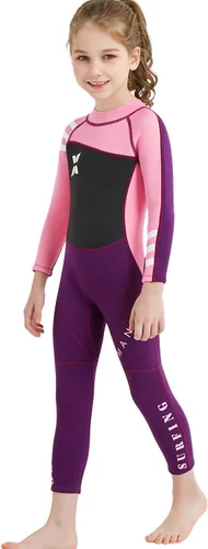 Miniatura 23 de DIVE & SAIL Traje de neopreno de 0.098 in para niños, manga larga, protección UV, traje de baño térmico