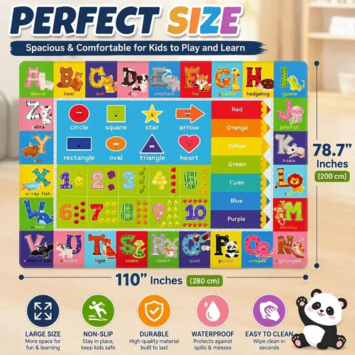Miniatura 2 de Alfombra ABC, alfombra para niños para sala de juegos, alfombra de juego para piso de aula para niños, alfombras preescolares con ABC, números