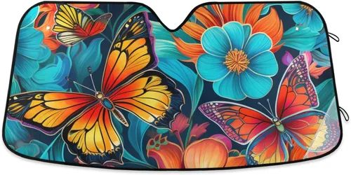 Miniatura 19 de Parasol para parabrisas con diseño de águila calva, diseño de amapola dorada para ventana delantera de automóvil, visera plegable de 55 x 27.6