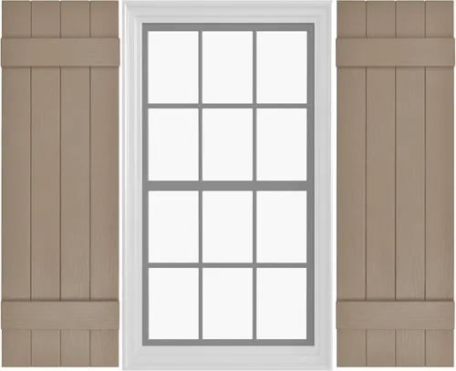 Miniatura 30 de Persianas de Vinilo Board & Batten (1 Par) 11"x31" (3-Tableros) - Negro Cosmos/Pintable Persianas Exteriores para Ventanas Incluye Herrajes