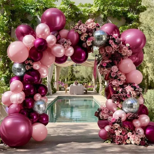 Miniatura 14 de Arco de globos de látex negro y verde, guirnalda de globos de látex de doble relleno, color verde oscuro, marrón, plateado, para camuflaje