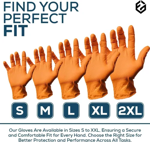 Miniatura 5 de First Glove 8 Mil Heavy Duty Nitrile Gloves - Diamond Grip - Disposable Gloves for Mechanic, Automotive & Industrial Work