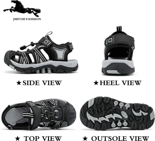Miniatura 2 de JMFCHI Sandalias deportivas para niños, sandalias deportivas para exteriores, senderismo, atléticas, sandalias de playa con punta cerrada, zapatos
