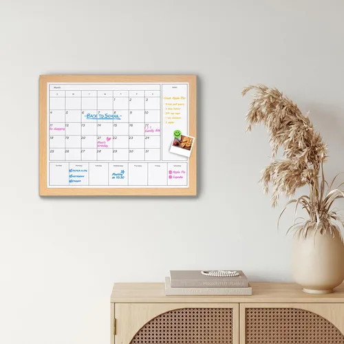 Miniatura 6 de Calendario de borrado en seco 3 en 1 para pared, calendarios mensuales y semanales magnéticos, pizarra de borrado en seco para pared con marco