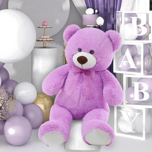 Miniatura 2 de Toys Studio Oso de peluche grande de 36 pulgadas, lindo animal de peluche gigante, oso de felpa suave para novias y niños, color morado