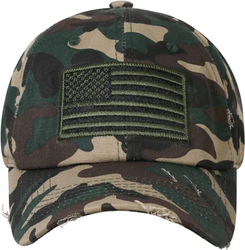 Miniatura 101 de IIN Gorra de béisbol con bandera estadounidense para hombres y mujeres, de perfil bajo, militar, militar, militar, para papá