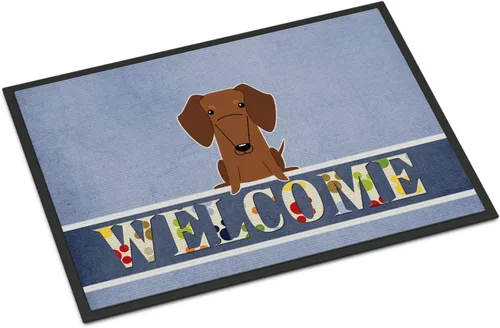 Caroline's Treasures BB5711MAT - Felpudo de bienvenida de 18 x 27 pulgadas, diseño de perro salchicha, para interiores y exteriores, antideslizante,