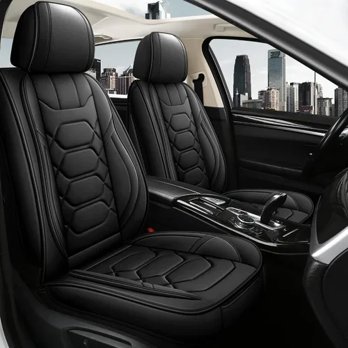 Miniatura 11 de Pariitadin Juego completo de fundas de cuero para asiento de automóvil, impermeables, transpirables, de piel sintética, fundas de asiento