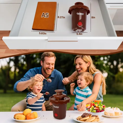 Miniatura 5 de Yummy Sam Mini máquina de fuente de chocolate de 6 onzas, fuente eléctrica de queso de plástico de torre de 2 niveles, sin BPA, máquina de fusión