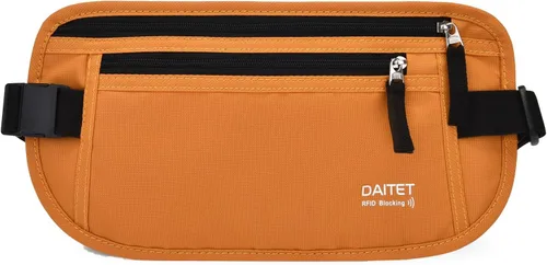 Miniatura 146 de DAITET Cinturón de dinero, soporte para pasaporte, cartera de viaje oculta segura con bloqueo RFID, riñonera encubierta (negro), Negro, Rfid