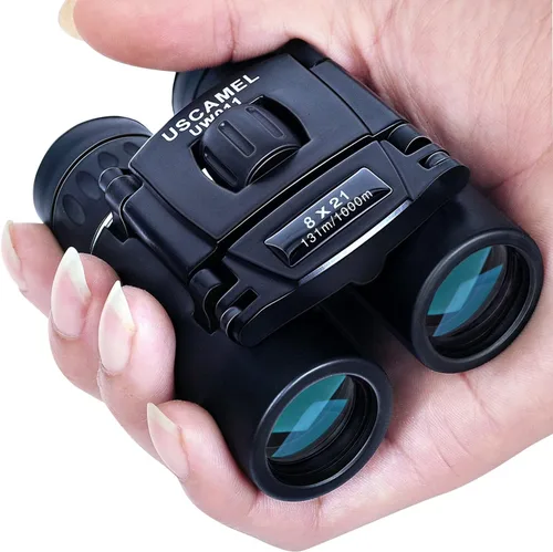 USCAMEL Binoculares para adultos y niños, prisma compacto de alta potencia de 8 × 21 BAK4, fácil enfoque, para observación de aves, uso al aire