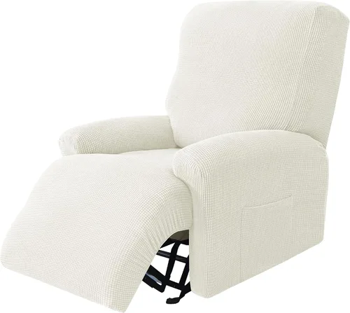 Miniatura 20 de CONRUSER Funda elástica para sillón reclinable, 4 piezas, funda gruesa para sofá de un solo asiento, funda de jacquard suave para sillón reclinable