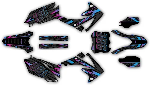 Miniatura 4 de Kit de gráficos para Honda CRF250R 2010-13 y CRF450R 2009-2012 Serie TWITCH Azul 09 Mil - Adhesivo para moto de motocross, calcomanía para bicicleta
