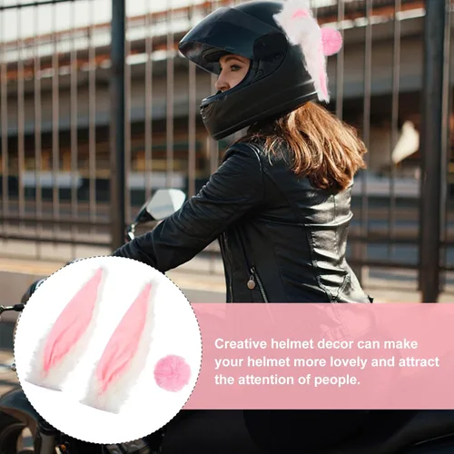 Miniatura 3 de FAVOMOTO 1 Set Helmet Rabbit Ears and Tail Decors Motorbike Helmet Decorative Accessories
