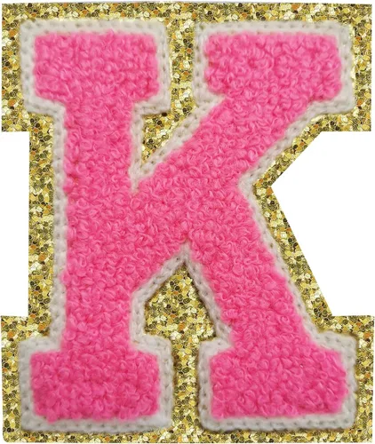 Miniatura 44 de SPRT - Parches de letras de chenilla universitaria con purpurina, parche de letras blancas para planchar con letras del alfabeto para disfraz