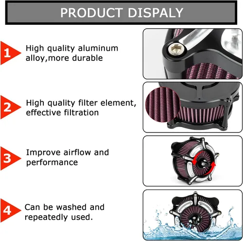 Miniatura 3 de PSLER Filtro de aire para motocicleta Limpiador Filtro de entrada para Touring FLHR Road King FLHX Street Glide FLTR 2008-2016, para FLS Softail