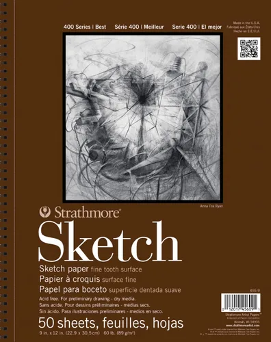 Strathmore Bloc de bocetos de la serie 400, 11 x 14 pulgadas, 50 hojas – Cuaderno de bocetos de artista para dibujo, ilustración, estudiantes de