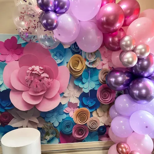 Miniatura 7 de Globos rosados y morados, 50 unidades de 12 pulgadas, globos de confeti, globos de látex metálicos rosados y morados con cinta, globos de fiesta