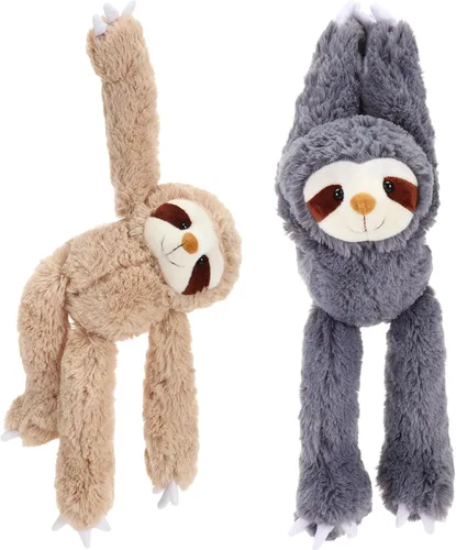 Miniatura 9 de Queekay 2 Paquetes de Peluches de Perezoso Colgantes de 18 Pulgadas, Perezoso de Tres Dedos con Manos de Velcro para Adolescentes y Adultos, Regalos