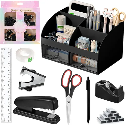 Miniatura 10 de COMFYROOM Accesorios de escritorio rosa con soporte para bolígrafos, organizadores de escritorio y accesorios de oficina rosa para mujeres