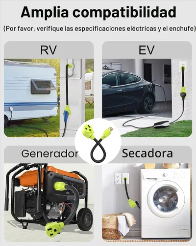Miniatura 5 de NEMA L14-30P a 6-50R adaptador de generador a soldador, cable de alimentación resistente de 1.5 pies, STW 10/3 AWG, 125V/250V, certificación ETL