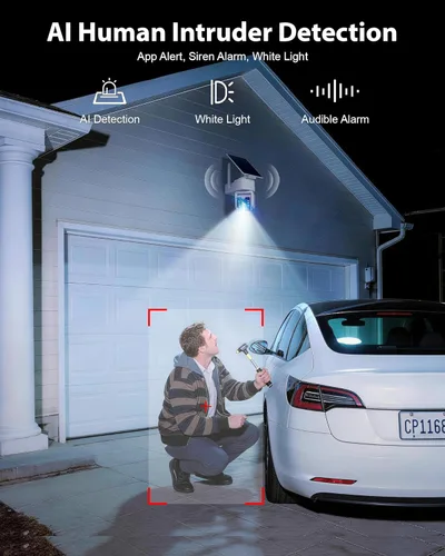 Miniatura 5 de Cámara de seguridad inalámbrica para exteriores 2PCK - 5G y 2.4G Wi-Fi para exteriores, panorámica/inclinación 2K de 360°, funciona con energía