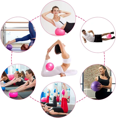 Miniatura 7 de 2 pelotas de pilates de 9.1 in, pelota pequeña de estabilidad para yoga, entrenamiento de núcleo y terapia física, viene con popote inflable