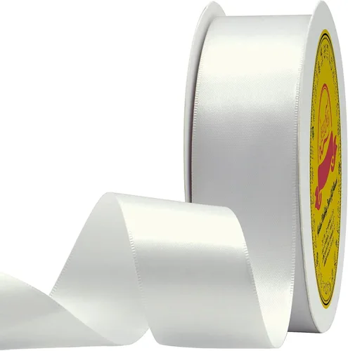 Miniatura 105 de Cinta de satén blanca antigua de doble cara de 1-1/2 pulgadas x 50 yardas, cinta de poliéster para envolver regalos, día de San Valentín, bodas