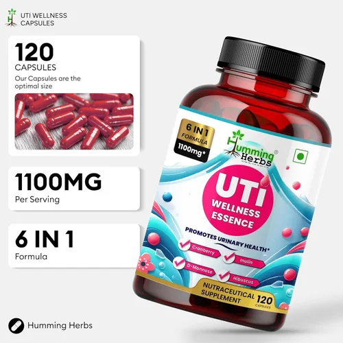 Miniatura 7 de Humming Herbs Complejo de D-manosa y arándano — con hibisco, prebiótico de inulina y probióticos (Lactobacillus rhamnosus & L. reuteri) — 120