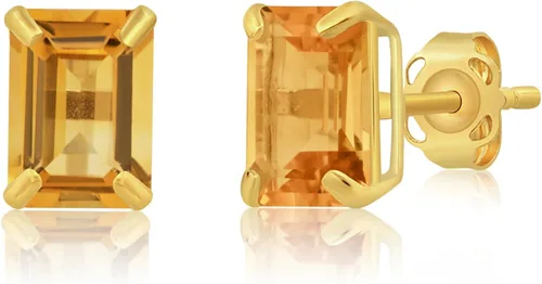 14k Gold Solitaire Emerald Cut Stud Earrings for Women 7x5mm Birthstone Earrings Gemstone Earrings for Women Gemstone Stud Earrings for Women by